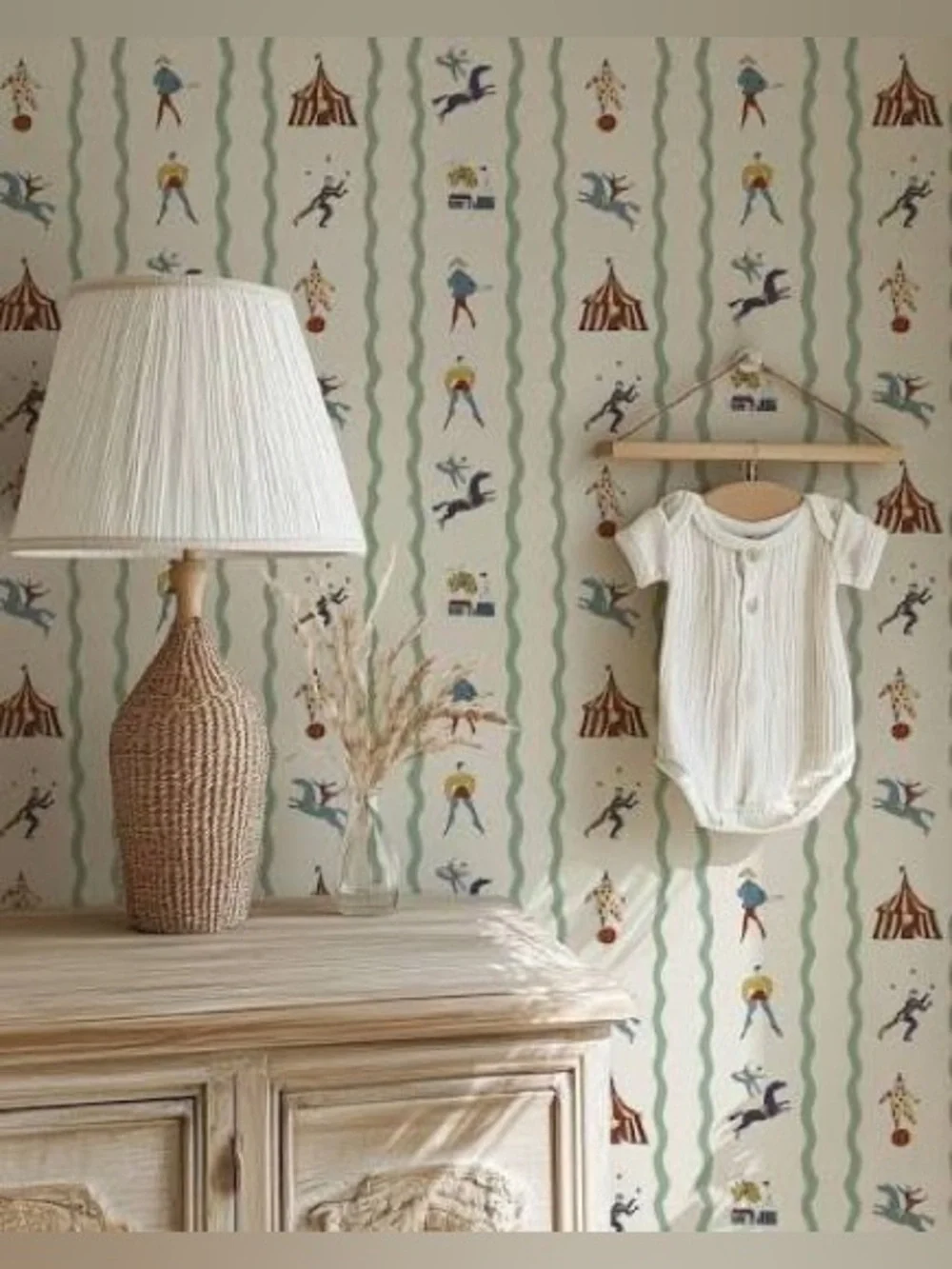 New Anthropologie Annika Reed Studios Green Run Away to the Circus Wallpaper